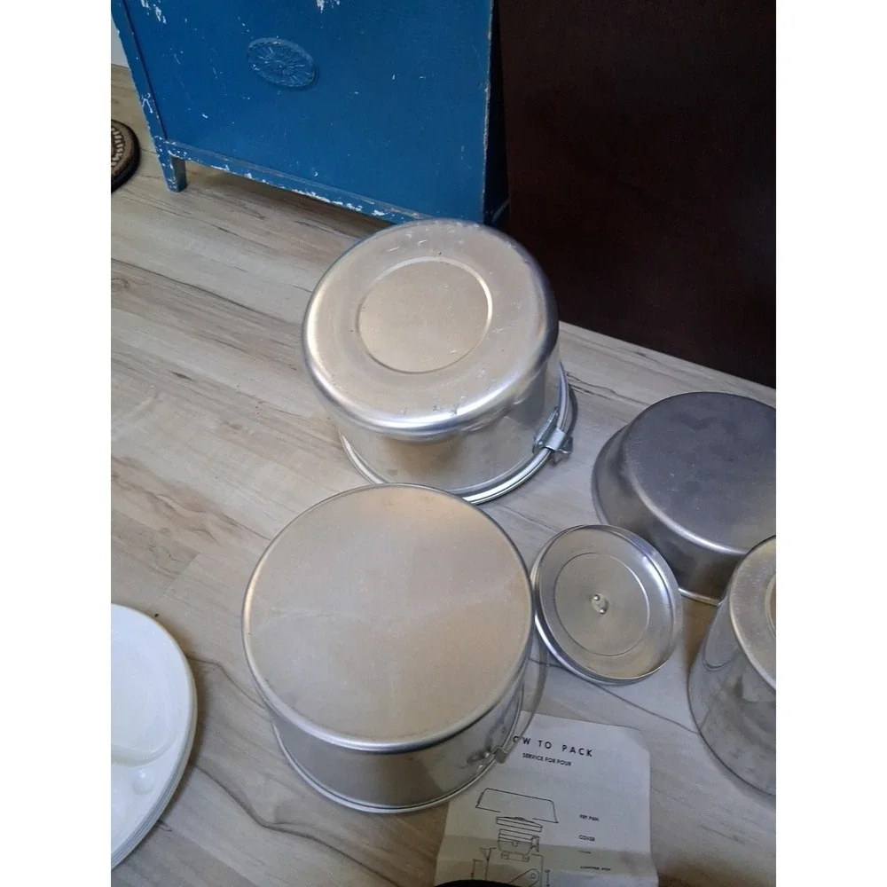 Vintage Mirro Aluminum Camping Mess Kit For 4